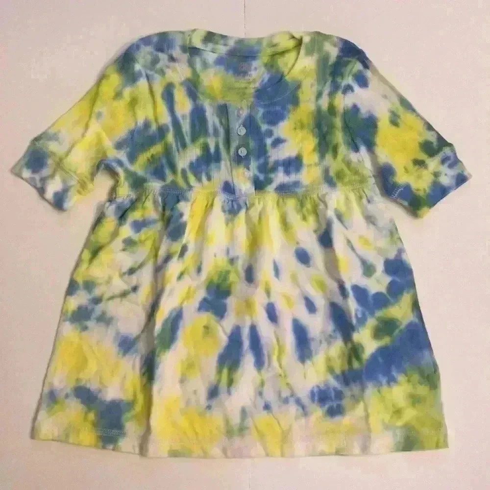 Faded Glory tie dye tied ruffle shirt girls M